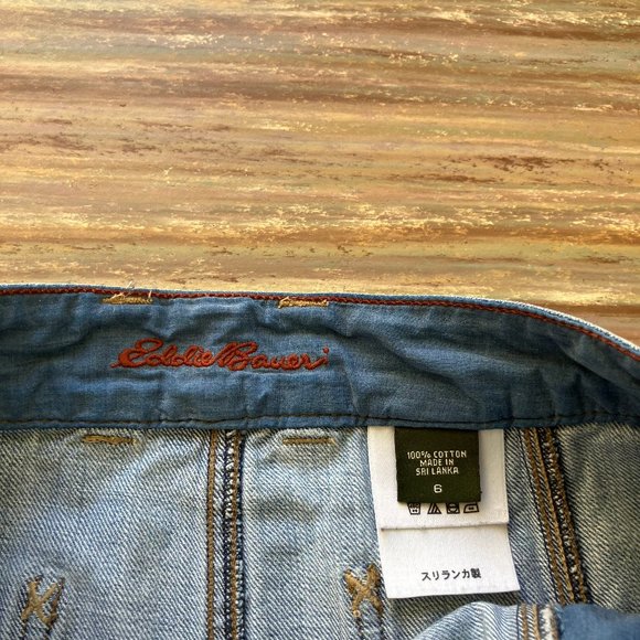 Eddie Bauer Button Front Knee Length Denim Skirt with Pockets - Picture 3 of 6